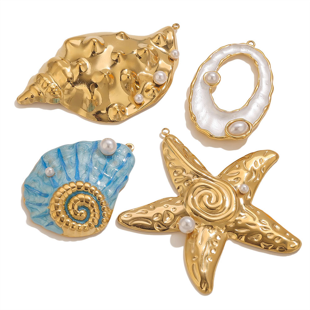 1pcs Large Conch Starfish Shel - Pearl Earring Stud บทวิจารณ์และราคา