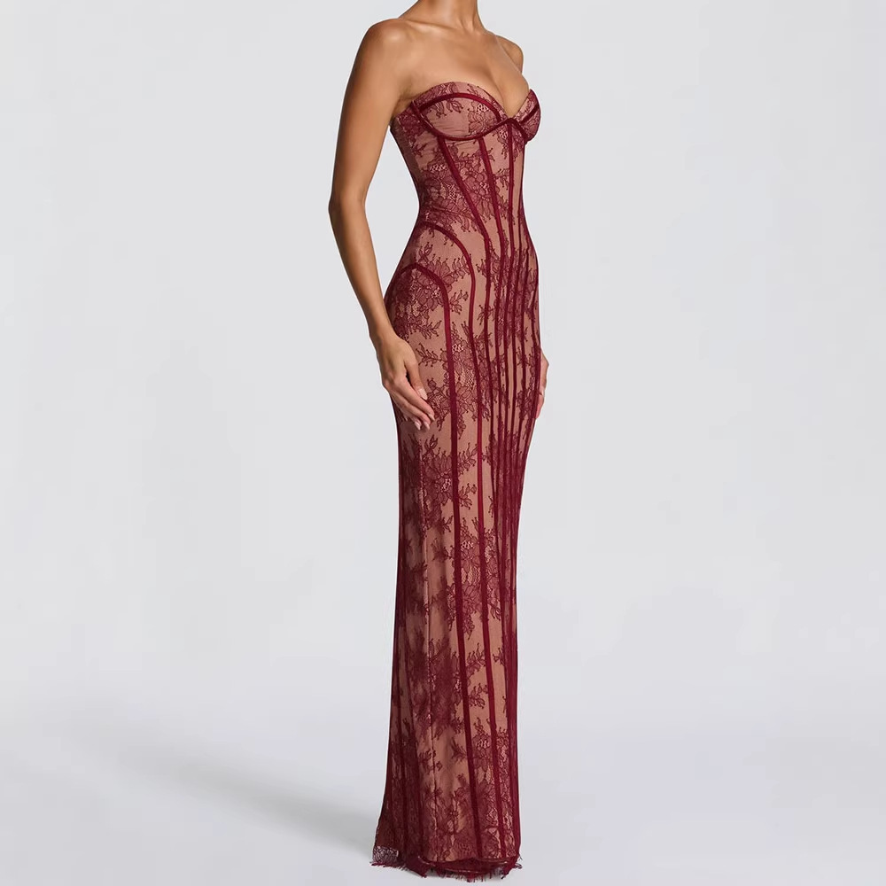 Strapless Bodycon Maxi Dress f - Formal Wear Gowns For Women บทวิจารณ์และราคา