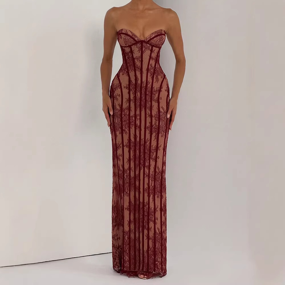 Strapless Bodycon Maxi Dress f - Formal Wear Gowns For Women บทวิจารณ์และราคา