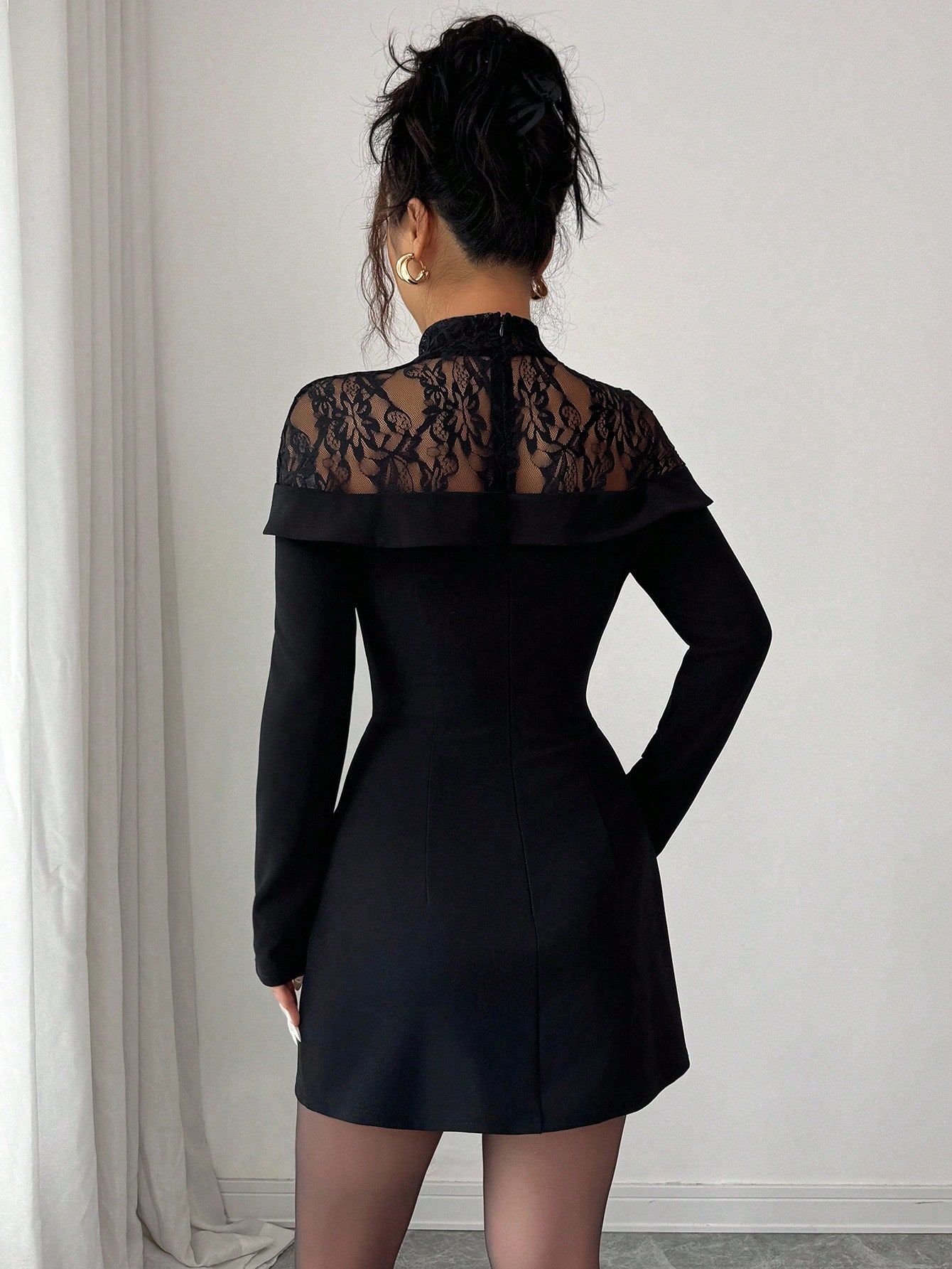 Women's Black Lace Mock Neck L - Formal Wear Gowns For Women บทวิจารณ์และราคา