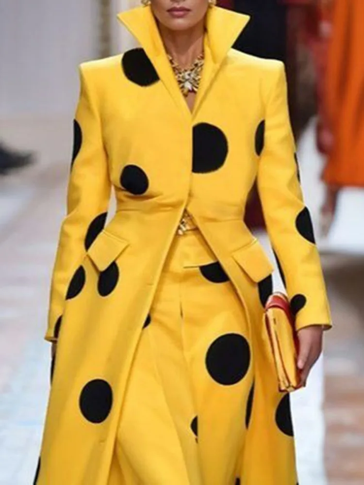 Gymystars Polka-Dot Woolen Coa - Trench Coat Formal บทวิจารณ์และราคา