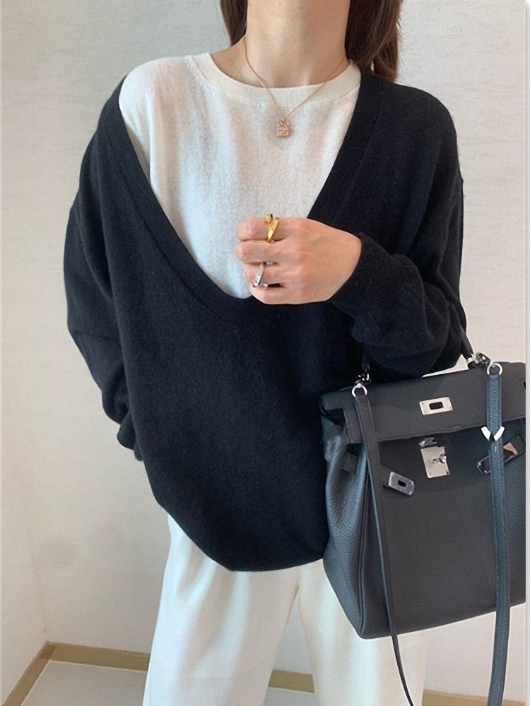 Big V-neck sweater vest two-pi - Cashmere Sweater Formal บทวิจารณ์และราคา