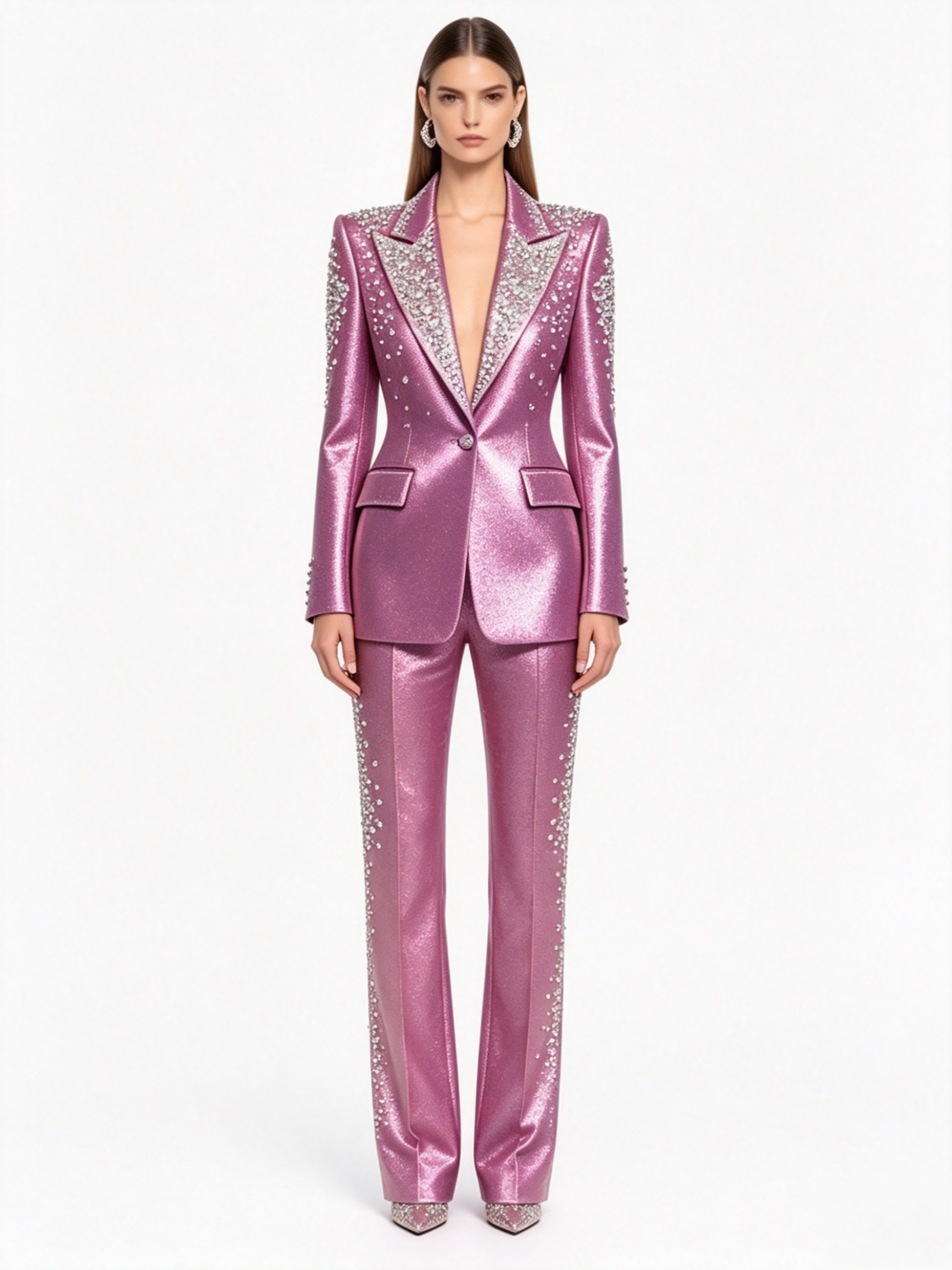 Luxury Crystals Pink Satin Wom - Women Luxury Formal Wear บทวิจารณ์และราคา