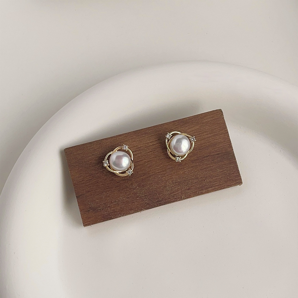 DIY accessories Personality sm - Pearl Earring Stud บทวิจารณ์และราคา