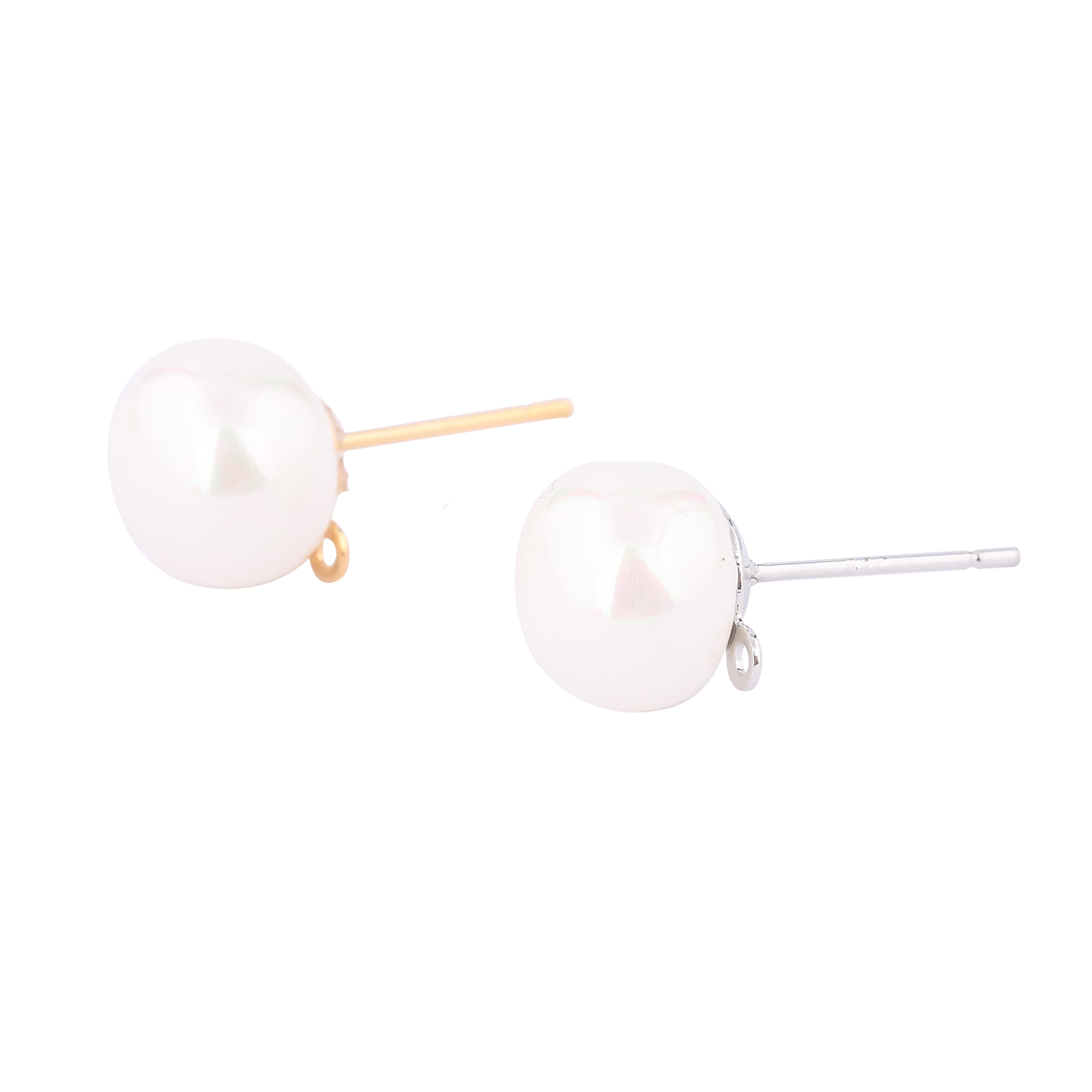 10pcs Copper White K Gold Plat - Pearl Earring Stud บทวิจารณ์และราคา