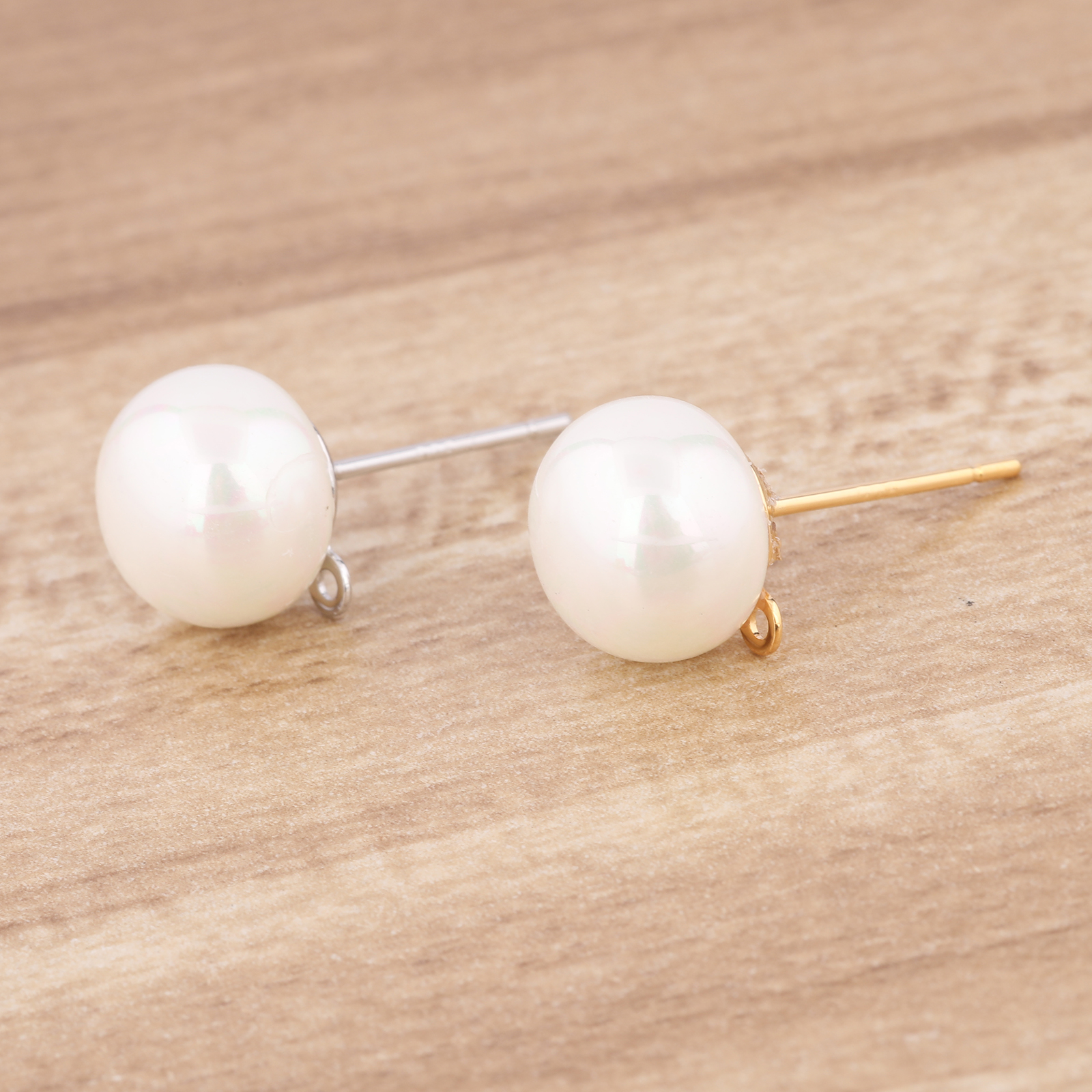 10pcs Copper White K Gold Plat - Pearl Earring Stud บทวิจารณ์และราคา