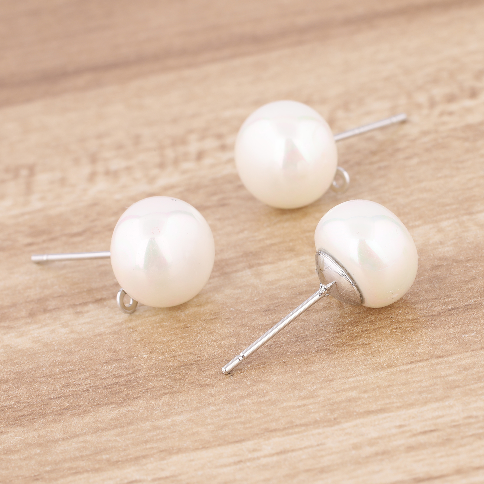 10pcs Copper White K Gold Plat - Pearl Earring Stud บทวิจารณ์และราคา