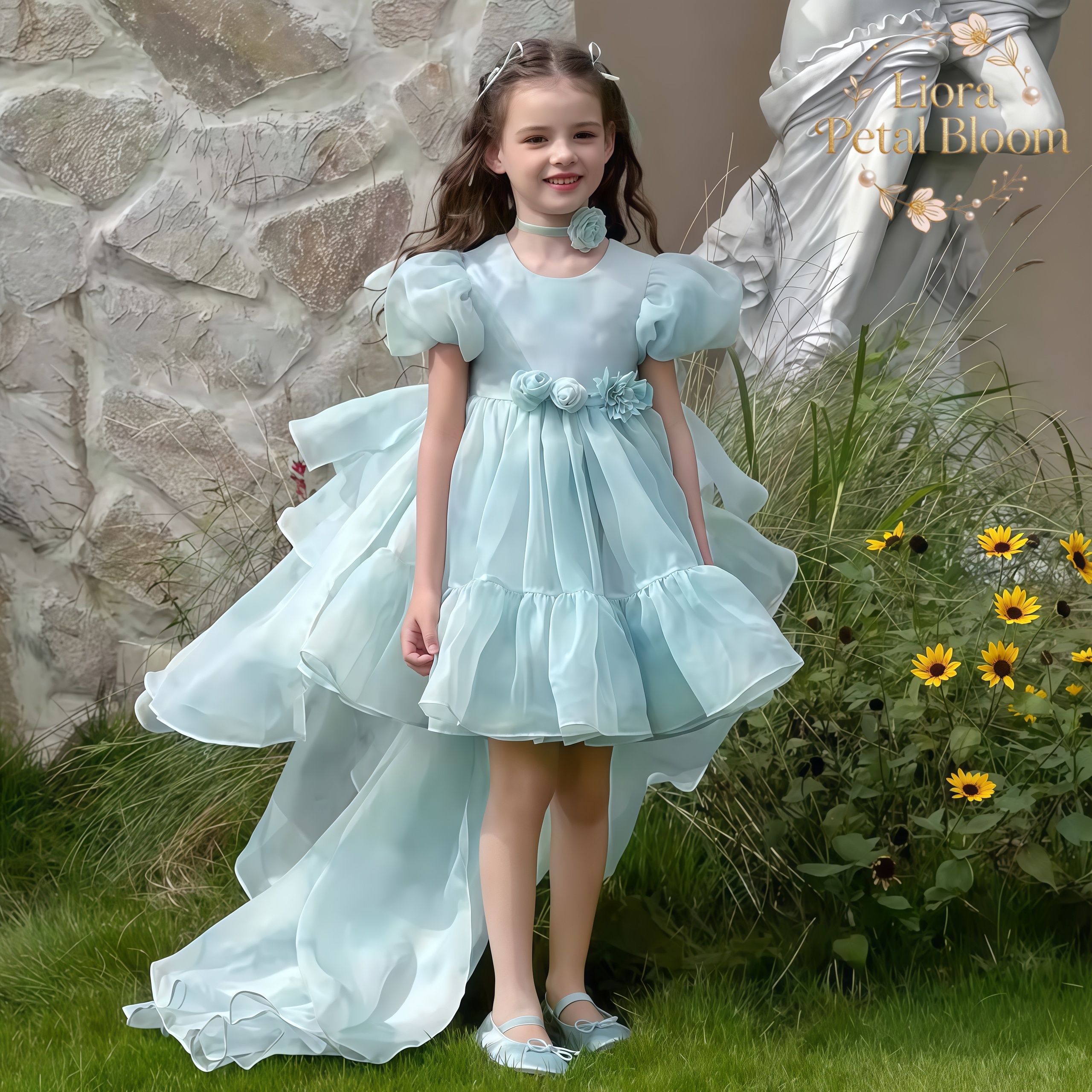 Blue Tulle Gown  Girls' Bow Pa - Formal Wear Gowns For Women บทวิจารณ์และราคา