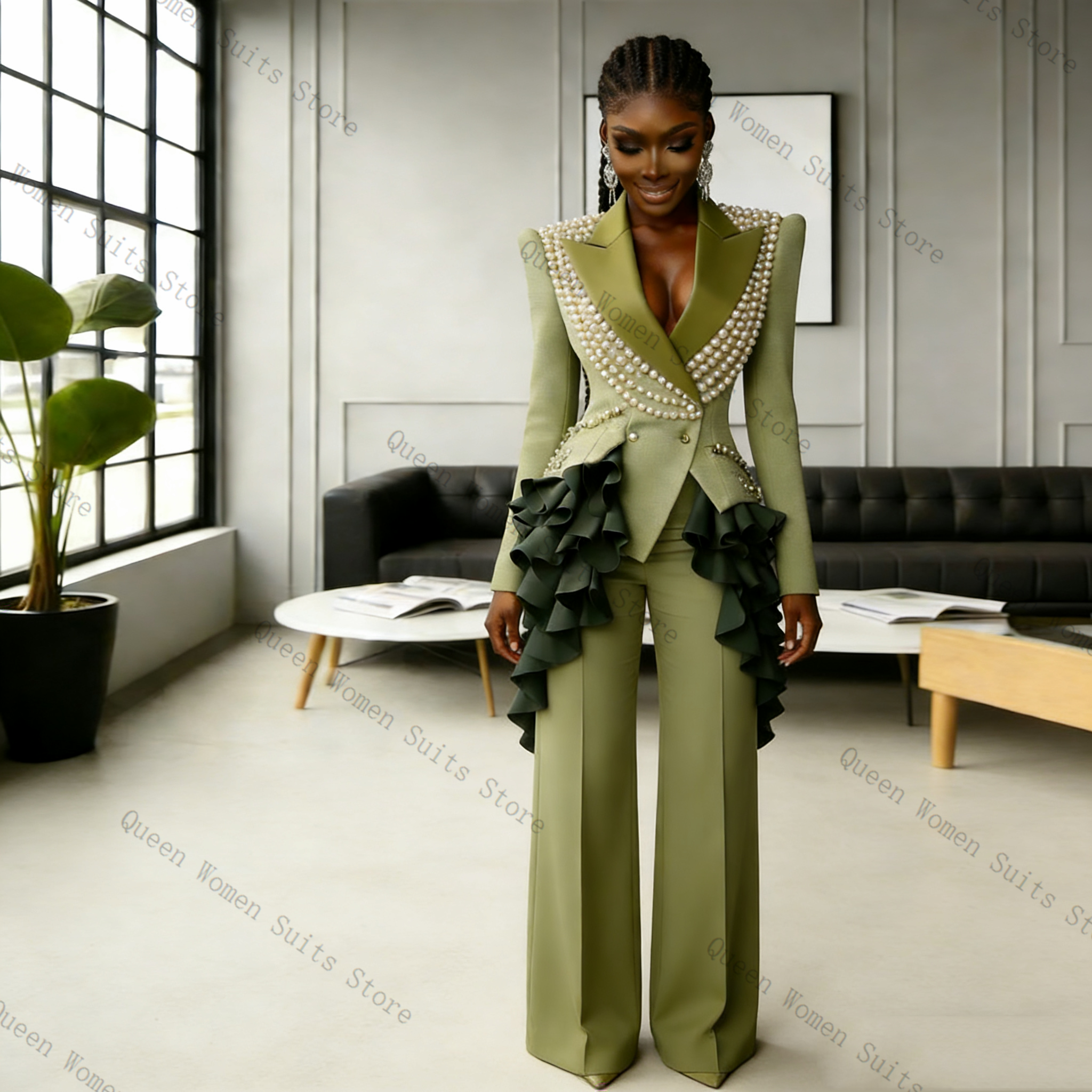 Luxury Pearls Women Suit Pants - Women Luxury Formal Wear บทวิจารณ์และราคา